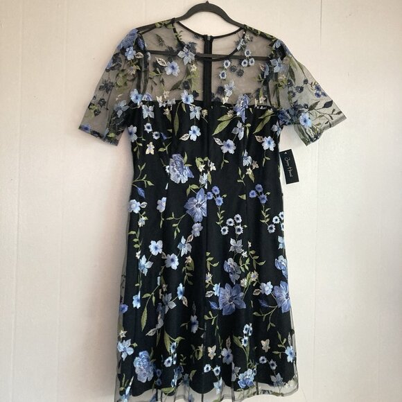 JESSICA HOWARD Dress Black Floral Lace Party Cocktail Evening New With Tags 14 - Picture 1 of 15